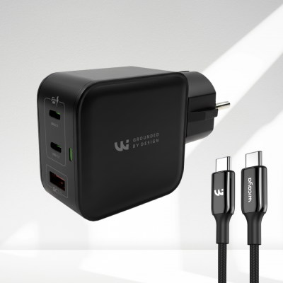 Chargeur GaN 65W avec mise à la terre intégrée - WICAYA